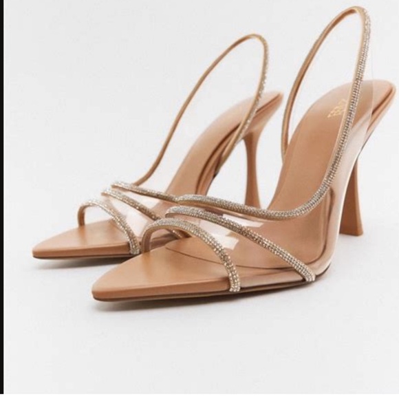 ZARA - (NWOT) WOMEN’S RHINESTONE HEEL - SIZE 7 - Picture 2 of 12